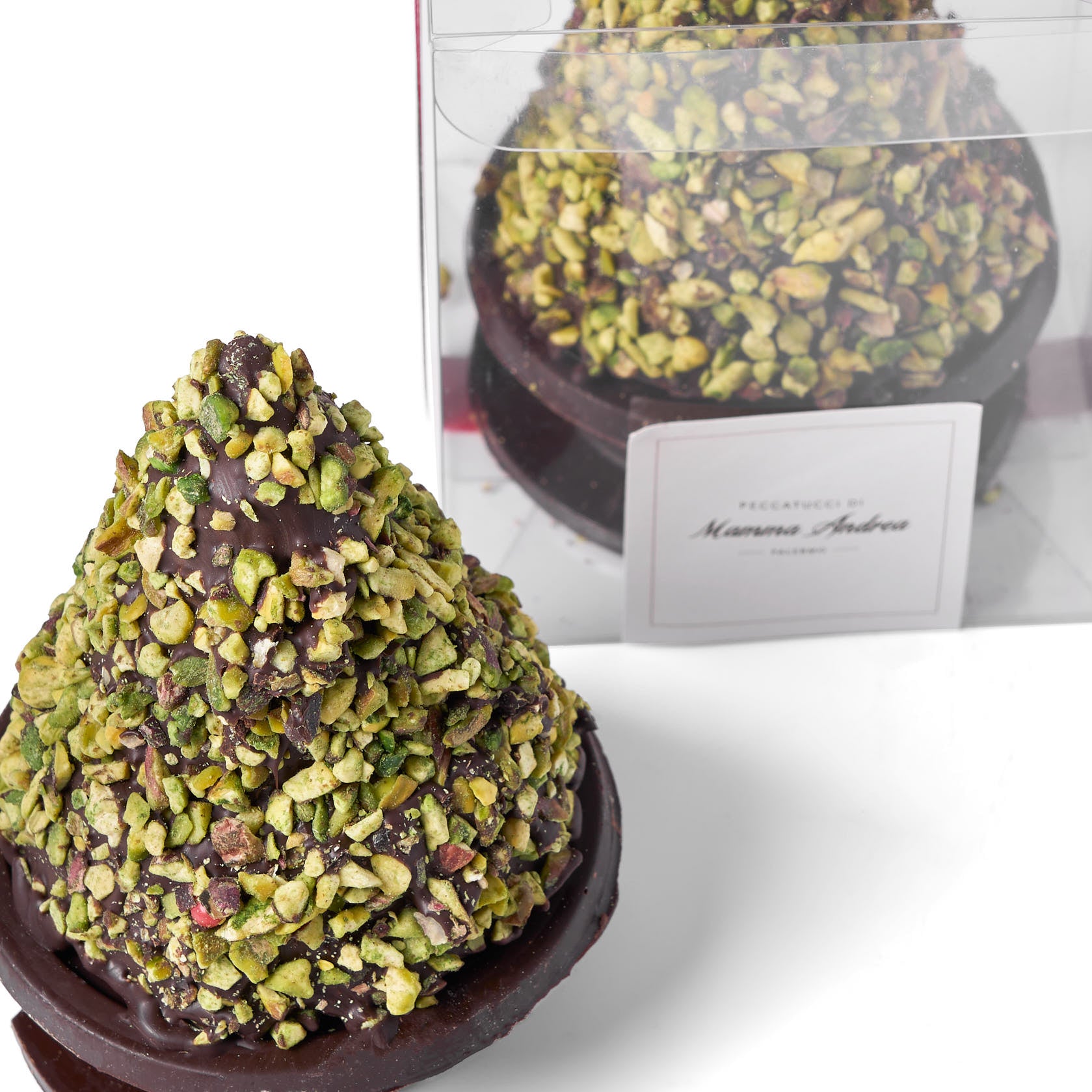 Alberello di cioccolato fondente con pistacchio