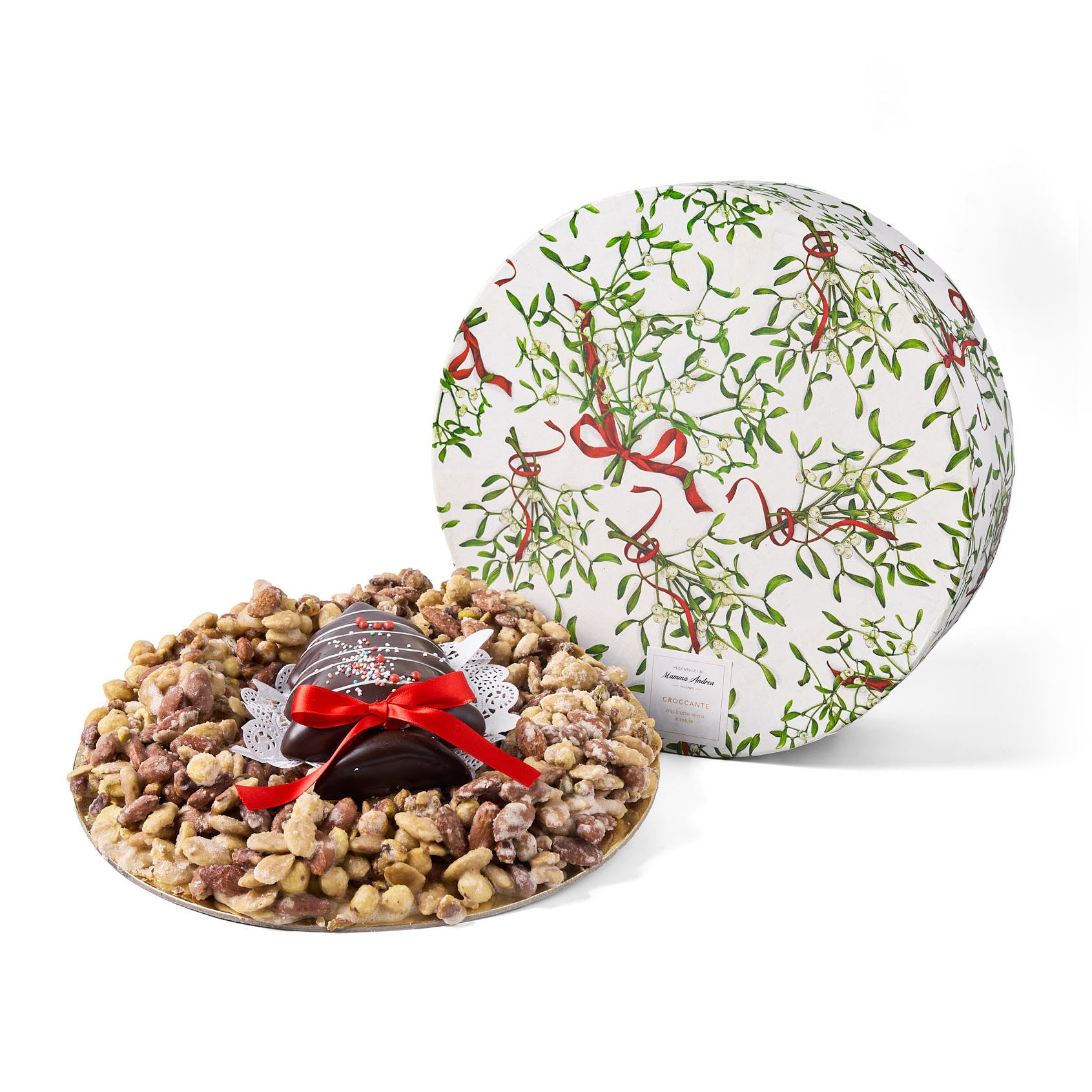 Croccante con albero di pasta reale ricop. di ciocc. fond. - tonda 30