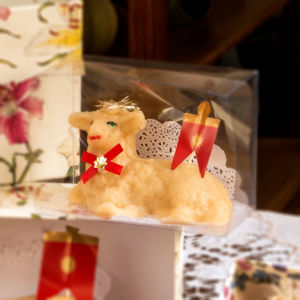 Agnello seduto g 200 – scatola acetato rettangolare